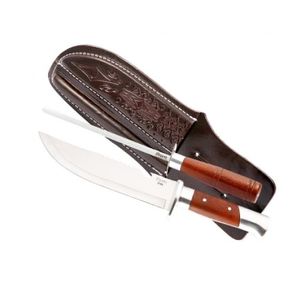 Kit Churrasco Cimo Faca Chaira 2050/8 8'' Cabo Alumínio E Madeira Bainha