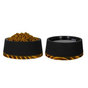 Kit Comedouro Bebedouro Pet Para Cães, Gatos Concreto Polido Cor:Preto