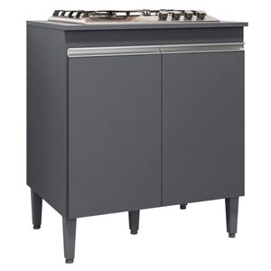 Balcao Com Tampo Cooktop 79 Cm 2 Portas Andreia Cinza Reajl Cinza