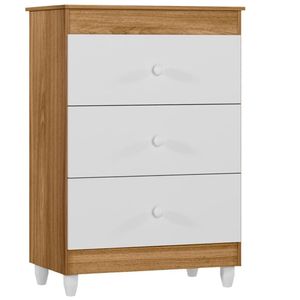 Comoda 3 Gavetas 93cm 4100 Nature Branco Plla Nature Branco