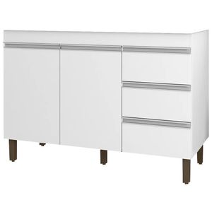 Balcão Gabinete Para Pia 119cm Karen 2 Portas 3 Gavetas P14 Branco - Mpozenato