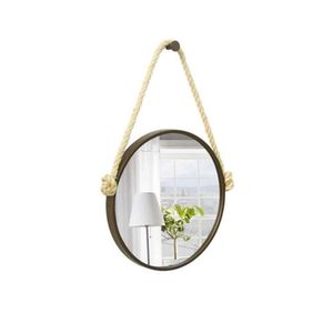 Espelho Decorativo Adnet Alça Sisal Natural 30 Cm Redondo