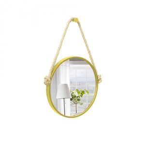 Espelho Decorativo Adnet Alça Sisal Natural 30 Cm Redondo