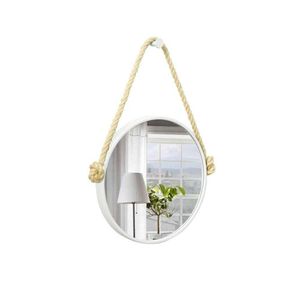 Espelho Decorativo Adnet Alça Sisal Natural 50 Cm Redondo