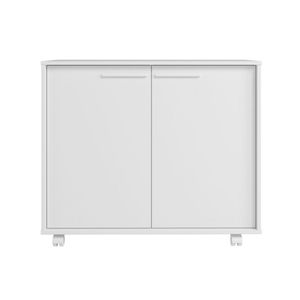 Balcão Em Mdp Com 2 Portas 2 Prateleiras E 4 Pés Com Rodízios Brv Móveis Branco