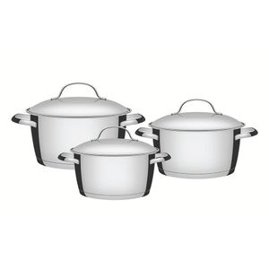 Jogo De Panelas Allegra Aço Inox Fundo Triplo Tampas De Inox 3 Peças - Tramontina 65660220