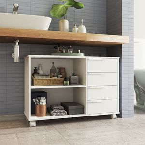 Armário 1 Prateleira 4 Gavetas Mdp 15mm Branco