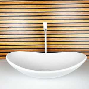 Kit Cuba Vidro Oval 47cm Torneira E Valvula Branco Fosco