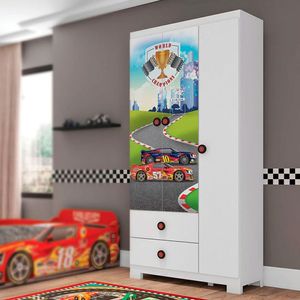 Guarda Roupa Infantil Super Power Branco - Móveis Estrela Baby