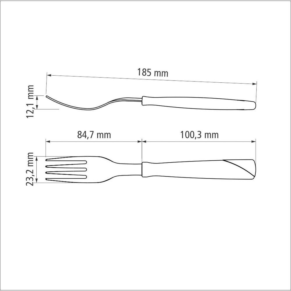 Garfo de Mesa com Lâmina em Aço Inox e Cabo de Polipropileno Preto com  Detalhes Brancos Cor & Cor Tramontina 23452400