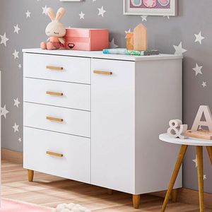 Cômoda Sapateira Retrô Milka Branco Acetinado - Móveis Estrela