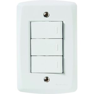 Conjunto 4x2 Com 3 Interruptores Paralelos 10 A 250 V Tramontina Lux2 Branco Tramontina