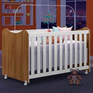 Berço Americano Mini Cama Cristal Nature Com Branco - Peternella Móveis