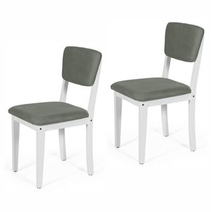 Conjunto 2 Cadeiras De Jantar Estofada Em Madeira Maciça Ella Branco/cinza