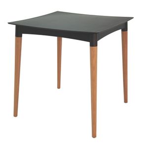 Mesa Quadrada Tramontina Diana Preta Em Polipropileno Com Pernas De Madeira Tramontina