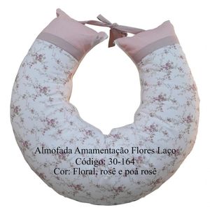 Almofada De Amamentação Flores Laço - Cambraia