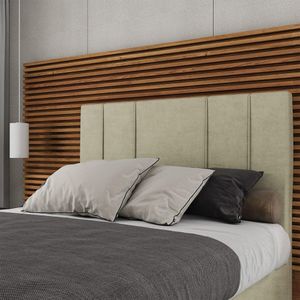 Cabeceira Estofada Casal Queen Size 160 Cm Venus Veludo Skybox Bege