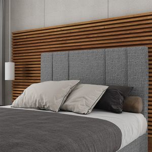 Cabeceira Estofada Casal King Size 195 Cm Venus Linho Skybox Cinza