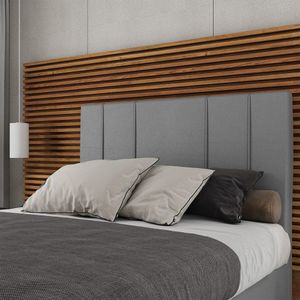 Cabeceira Estofada Casal 140 Cm Venus Corino Skybox Cinza