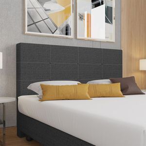Cabeceira Estofada Casal King Size 195 Cm Terra Linho Skybox Preto
