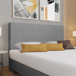 Cabeceira Estofada Casal King Size 195 Cm Terra Linho Skybox Cinza