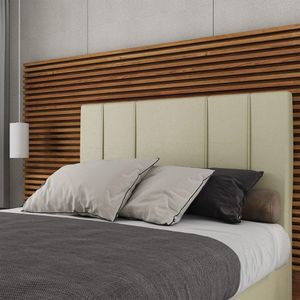 Cabeceira Estofada Casal 140 Cm Venus Corino Skybox Bege