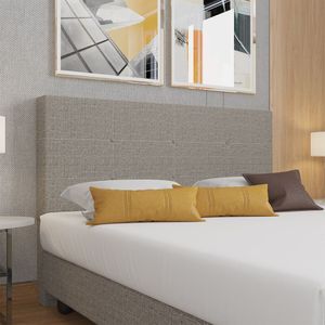 Cabeceira Estofada Casal King Size 195 Cm Terra Linho Skybox Marrom