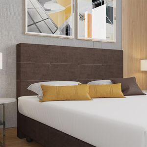 Cabeceira Estofada Casal King Size 195 Cm Terra Veludo Skybox Marrom