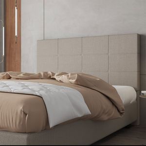 Cabeceira Estofada Casal King Size 195 Cm Marte Linho Skybox Bege