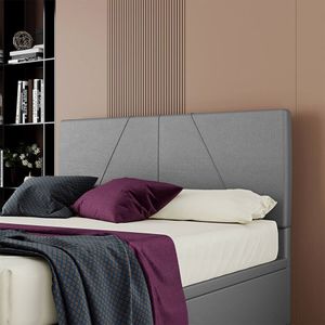 Cabeceira Estofada Casal Queen Size 160 Cm Júpiter Corino Skybox Cinza
