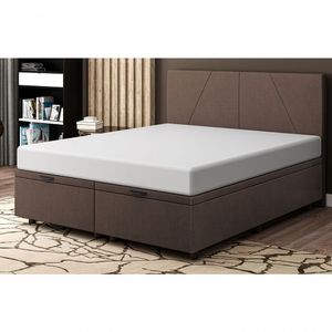 Base Cama Box Baú Casal Queen Size Veludo Skybox Marrom