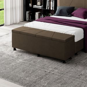Baú Sapateira Estofada Casal King Size 195 Cm Júpiter Veludo Skybox Marrom