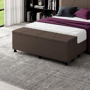 Baú Sapateira Estofada Casal Queen Size 160 Cm Júpiter Corino Skybox Marrom
