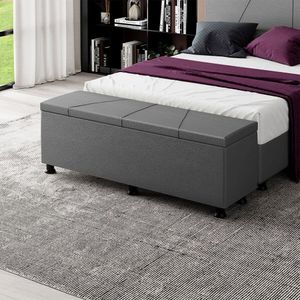 Baú Sapateira Estofada Casal Queen Size 160 Cm Júpiter Corino Skybox Cinza
