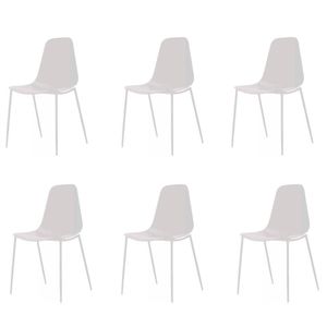 Kit 6 Cadeiras Miami Abi Fratini Polipropileno Nude Base Em Aço Com Pintura Epóxi Nude