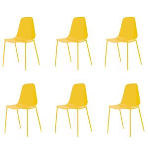 Kit 6 Cadeiras Miami Abi Fratini Polipropileno Amarelo Base Em Aço Com Pintura Epóxi Amarelo