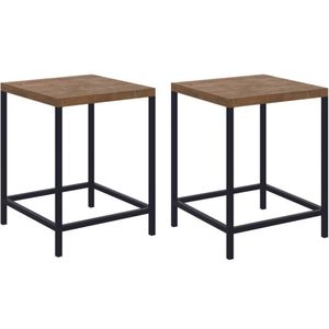 Kit 2 Banquetas Baixas Industrial Steel Quadra Artesano 45 Cm (altura) Mdp Vermont Aço Preto Fosco