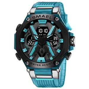 Relógio De Pulso Masculino Smael 8087 à Prova D'água Azul Transparente