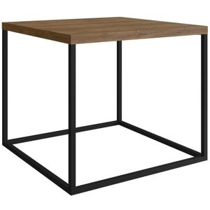 Mesa Lateral Quadrada Cube Artesano 50 Cm (largura) Em Mdp Estrutura Preta Em Aço Vermont