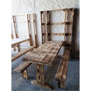 Mesa de Parede e 2 Bancos Dobrável 2,0m com Pintura