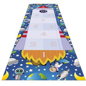 Tapete Amarelinha Infantil Ilustrado Criança Lona Título Amarelinha Astronauta Foguete