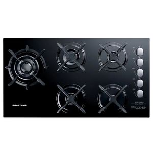 Cooktop a Gás Brastemp 5 Bocas Preto Quadrichama e Timer Touch Bivolt BDT86AE