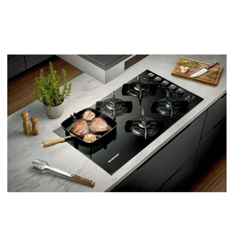 Cooktop a Gás Brastemp 5 Bocas Preto Quadrichama e Timer Touch Bivolt