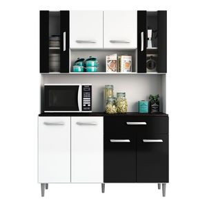 Cozinha Carol 6 Portas Branco Preto