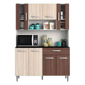 Cozinha Gabi 8 Portas 1 Gaveta Branco Rovere Amêndoa