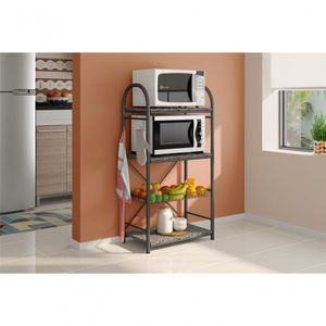 Fruteira Suzy 3 Prateleiras Granito Cromo Preto