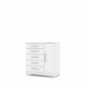 Cômoda Sapateira Infantil 1 Porta 5 Gavetas Branco
