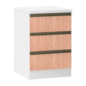 Mesa De Cabeceira 3 Gavetas 40cm Branco C/Cumaru