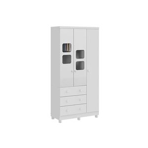 Guarda Roupa Infantil Uli C/ 3 Portas E 3 Gavetas Branco - Peroba