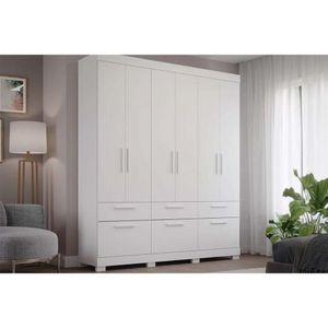 Guarda Roupa Casal 6 Portas 5 Gavetas Porto Branco - Panan